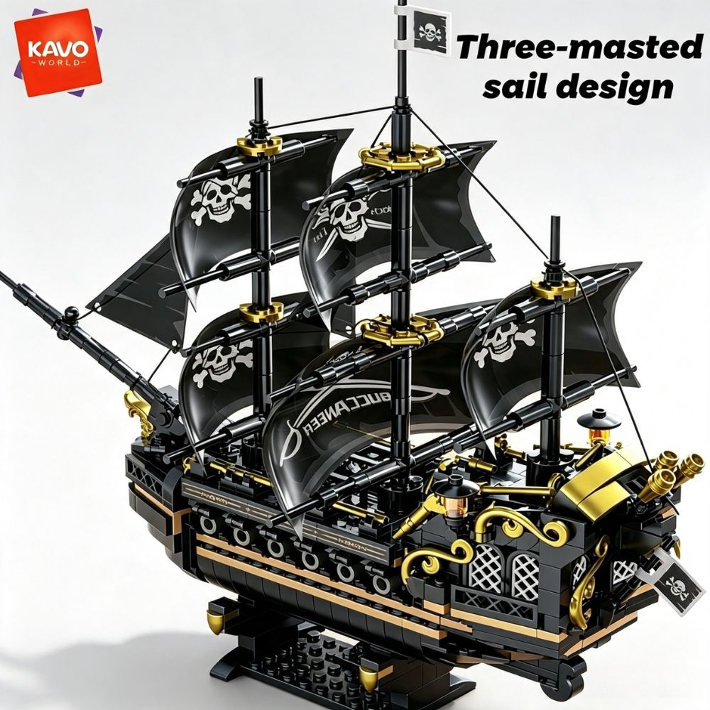 Model Kit Lucario - KAVOWORLD 801-delige 1799 Klassieke Zwarte Piratenschip